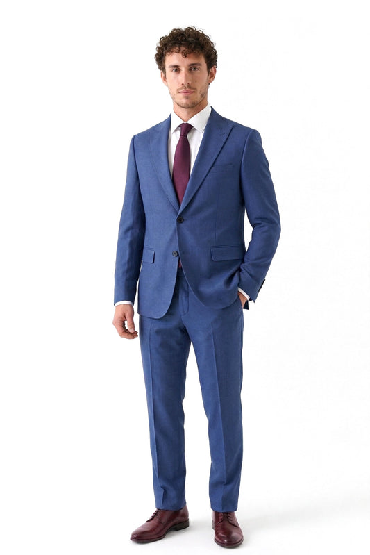 BLUE TEXTURED TWO-PIECE SUIT