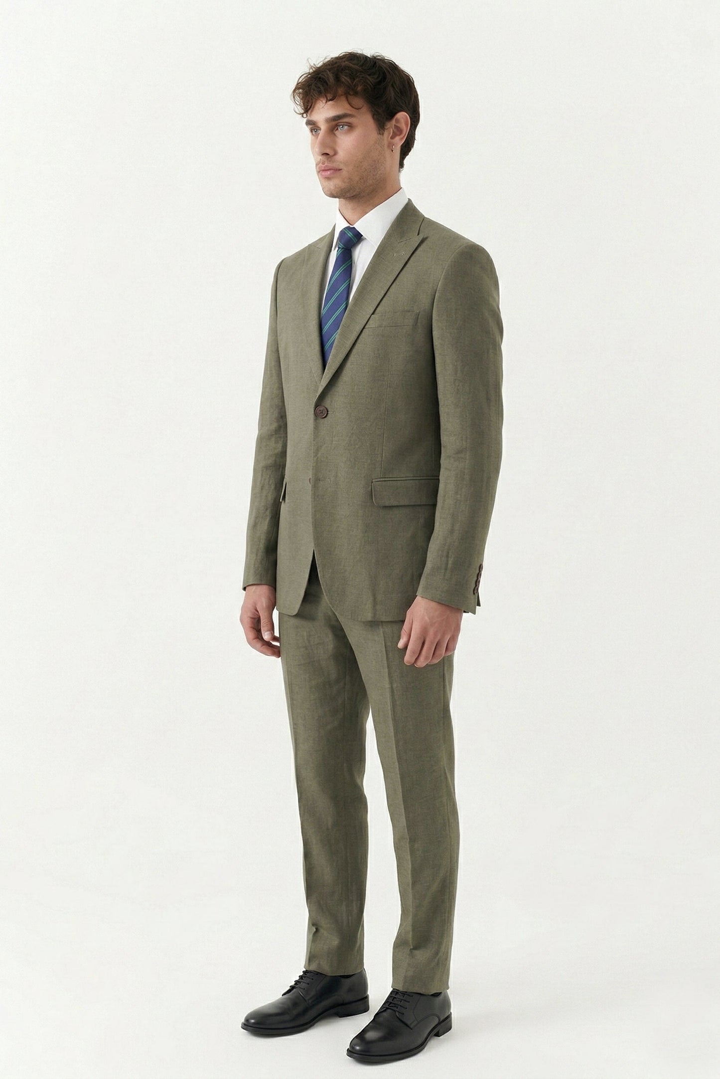 Olive green linen Suit