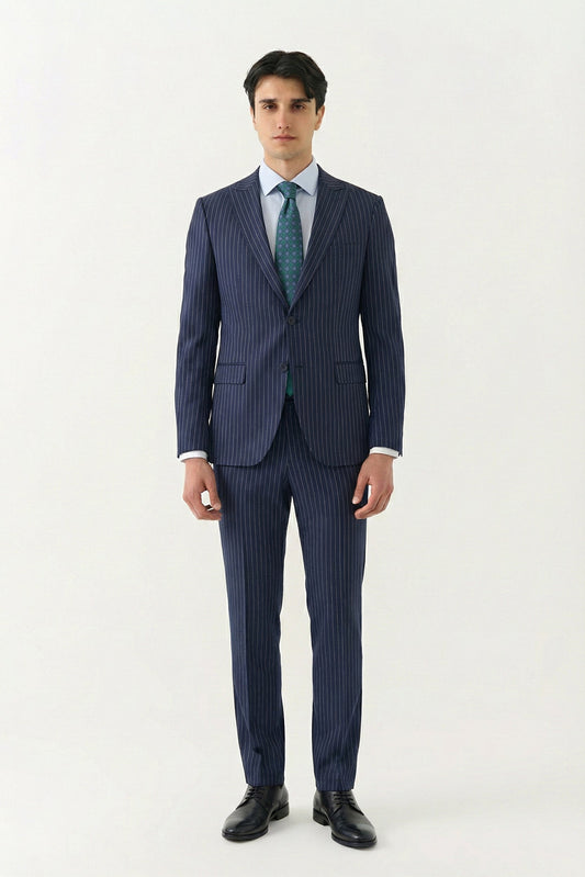 Navy Blue Pin-Stripped Suit