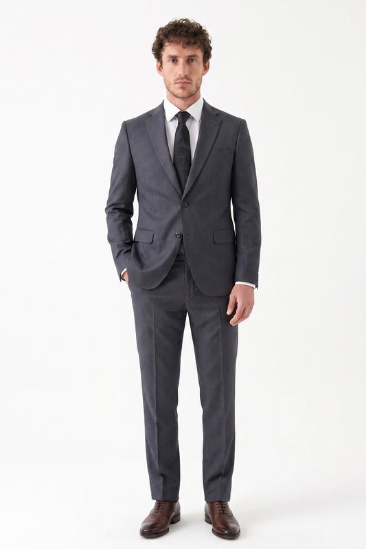 CHARCOAL TEXTURED TWO-PIECE SUIT